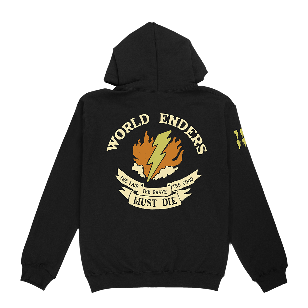 World Enders Zip-Up Hoodie - Black / Metal Zipper Back